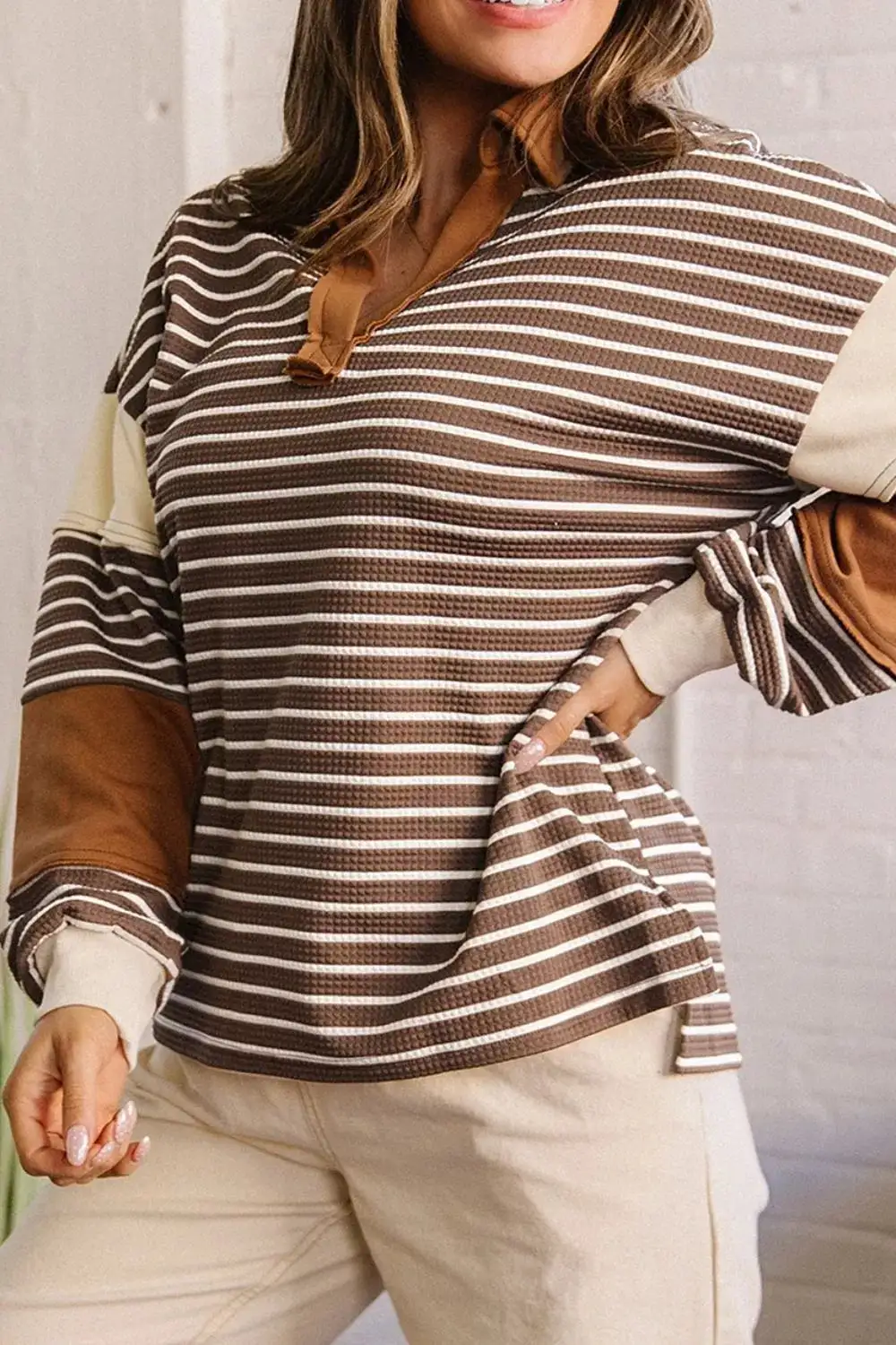 Drop Shoulder Striped Sweatshirt