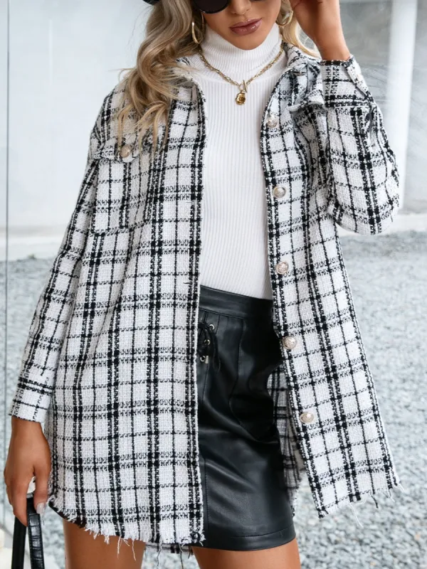 Relaxed Plaid Pocketed Jacket