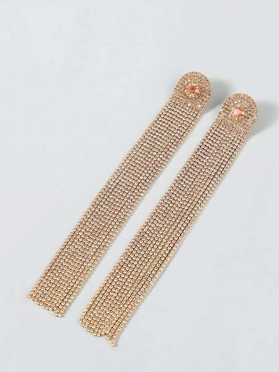 Mariela Long Tassel Diamante Earrings