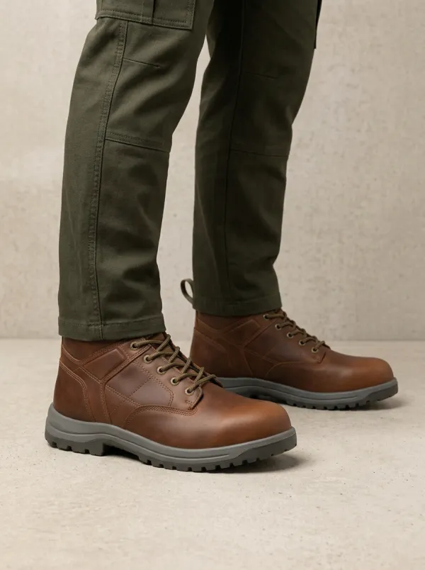 Unisex Leather Outdoor Hiking Print Work Boots