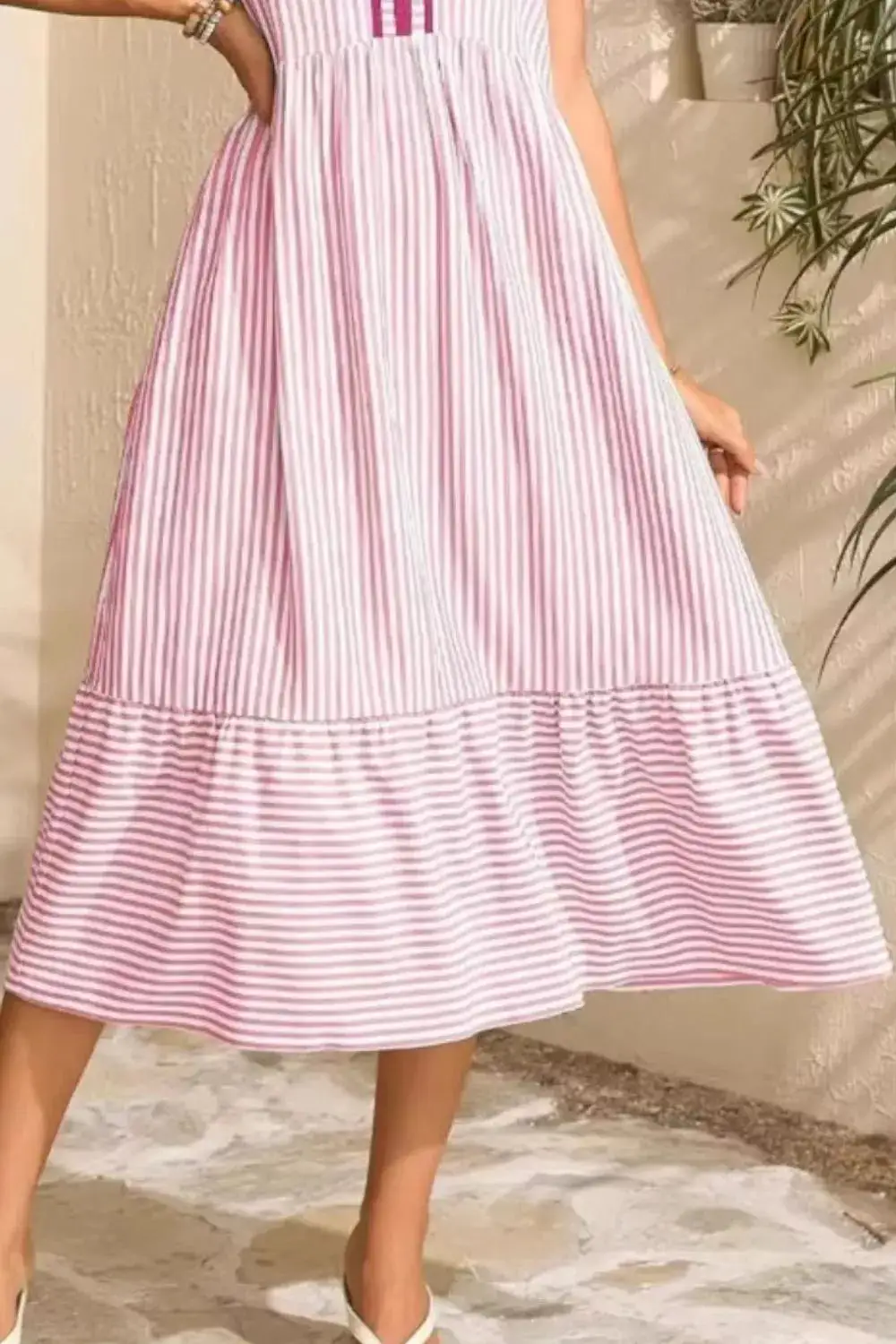 Striped Ruffle Midi Dress