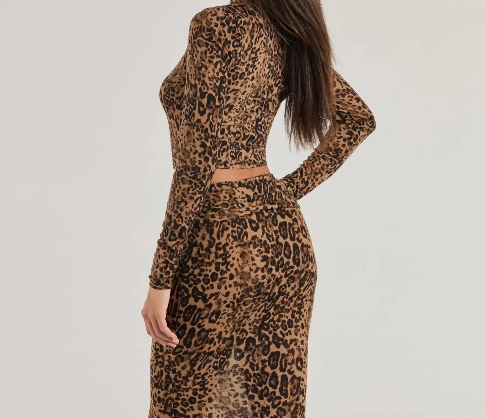 Leopard Print Knit Cropped Top