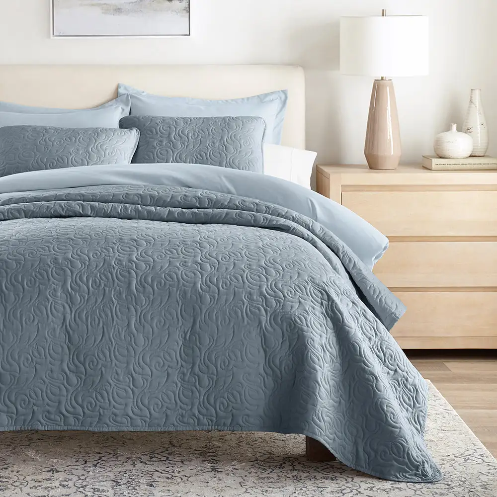 Floral Stitch Quilted Coverlet Set
