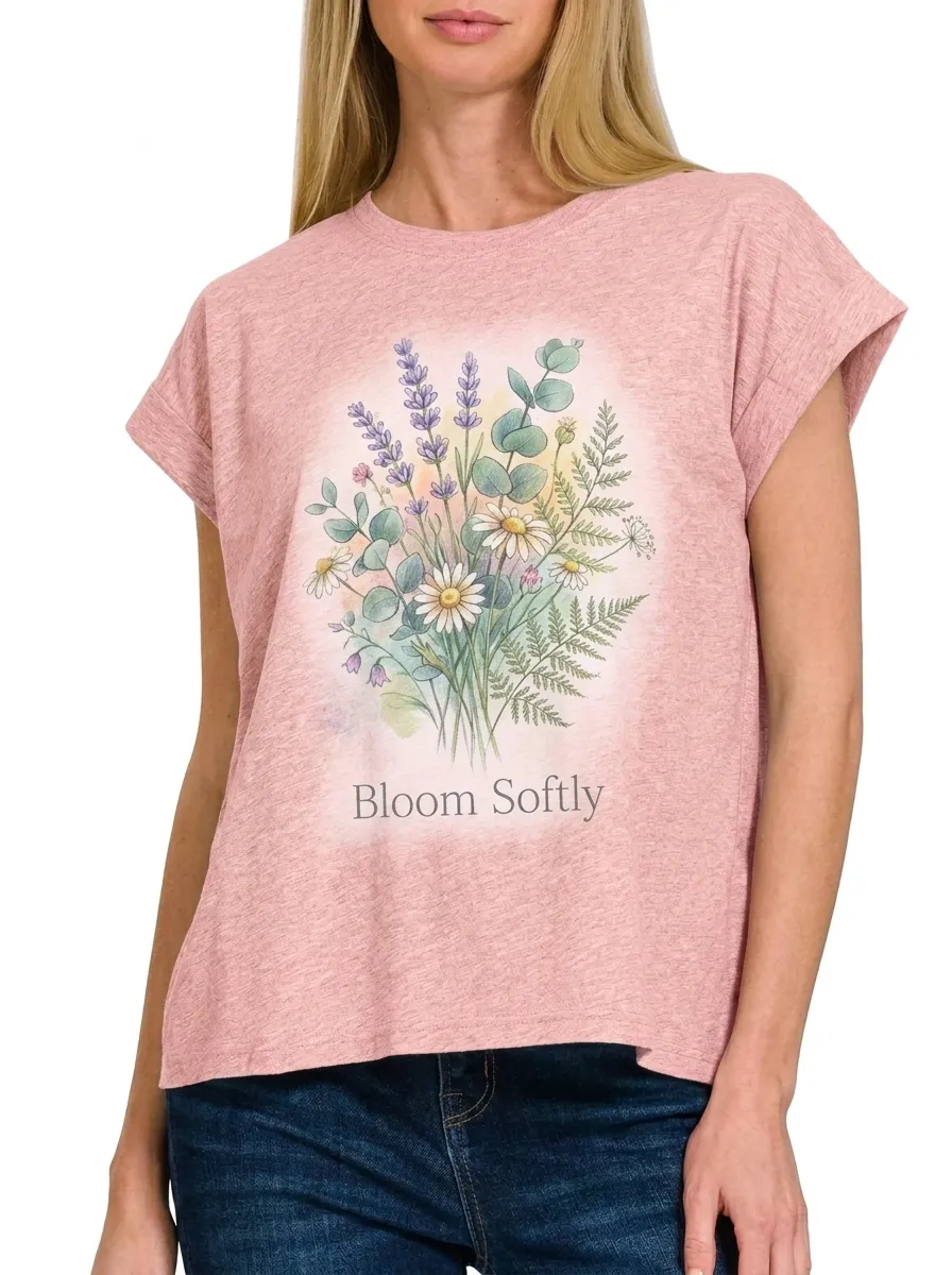 Women's Floral Nature Lover Lavender Daisy Printed T-shirt