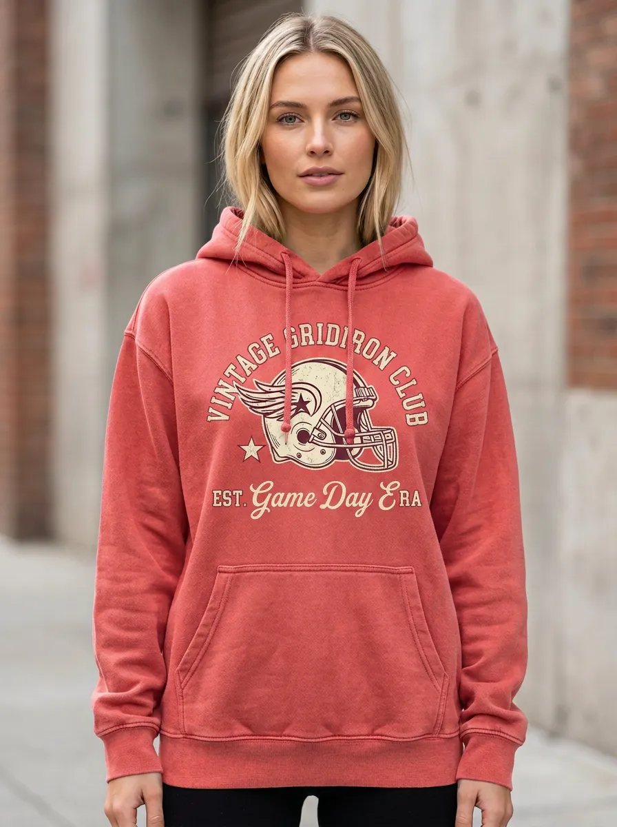 Classic Vintage Helmet Football Graphic Hoodie
