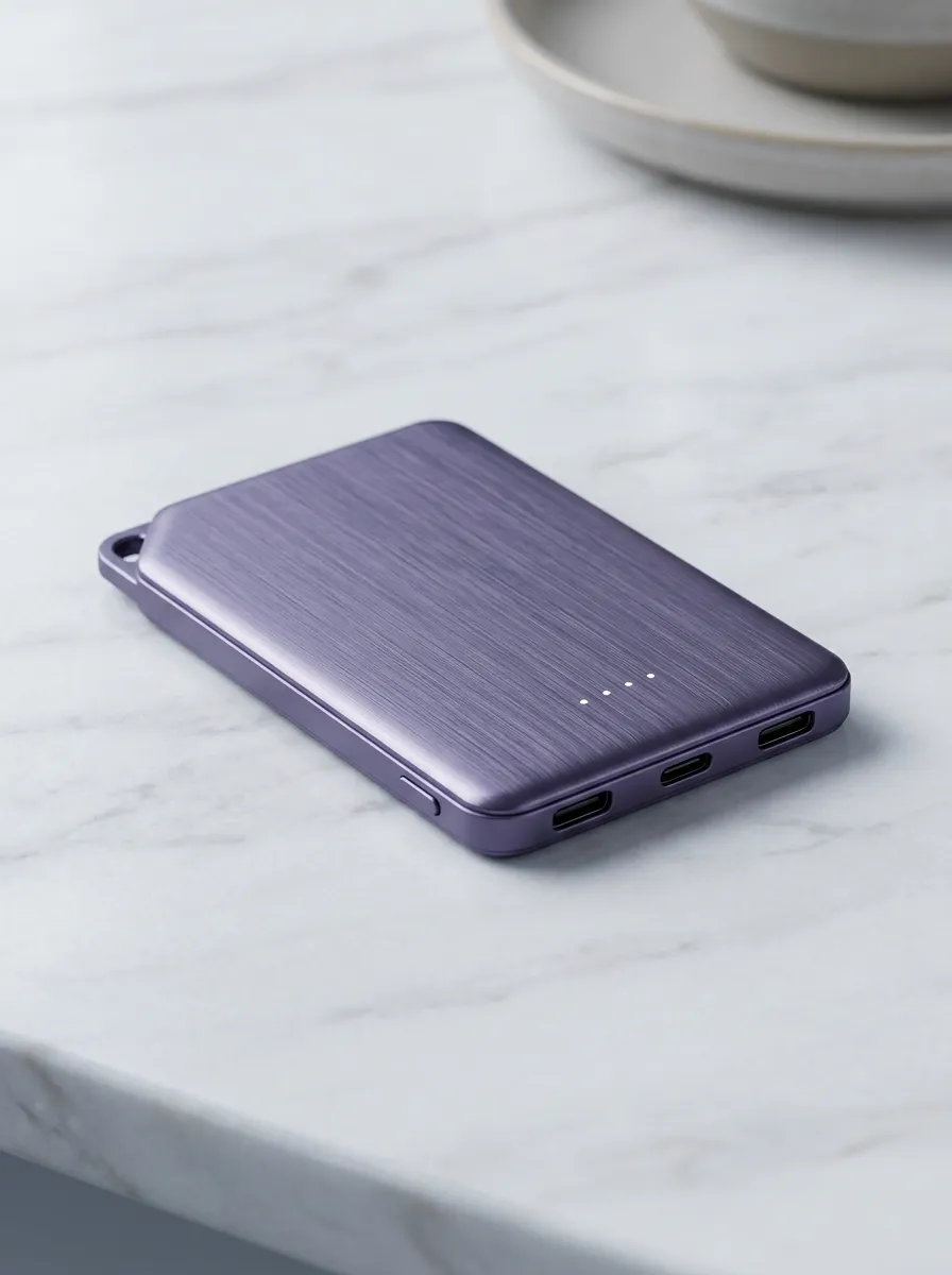 Brushed Metallic Purple Portable Power Bank