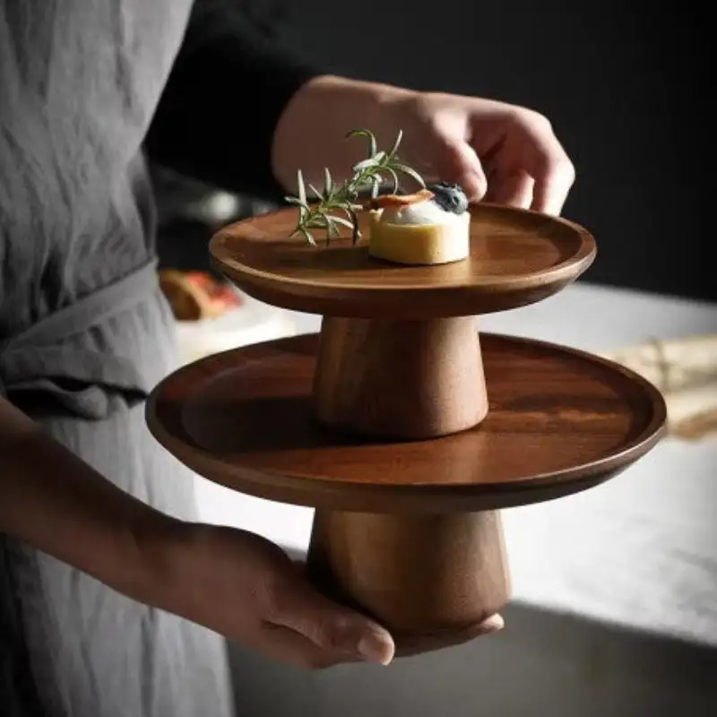 Solid Wood Pedestal Cake Stand