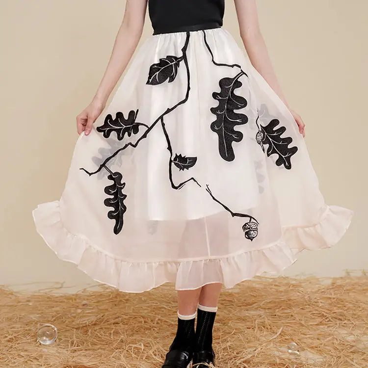 Weekend Outing Everyday Casual Embroidered Skirt