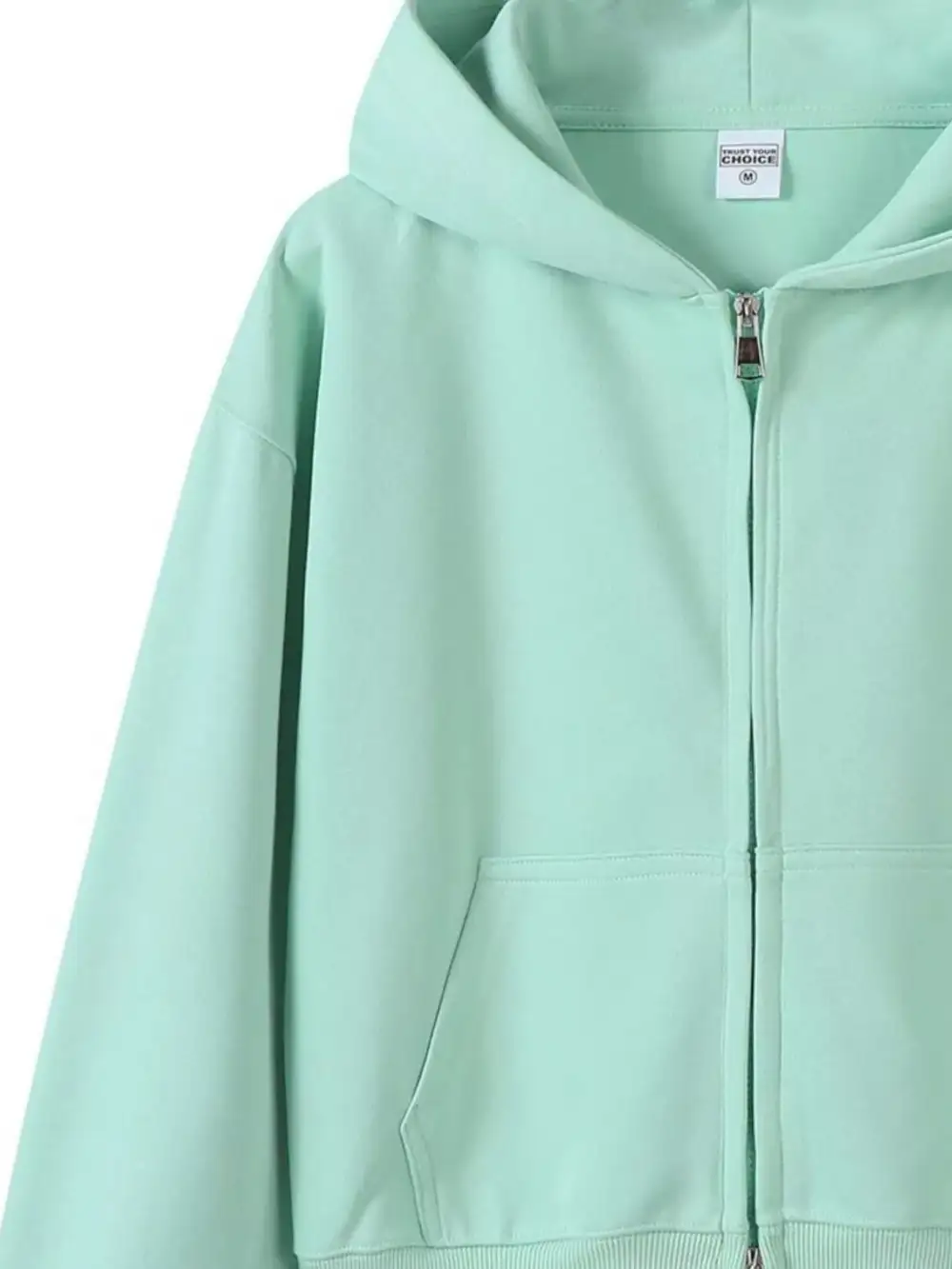 Zip-Detail Pocketed Long-Sleeve Hoodie