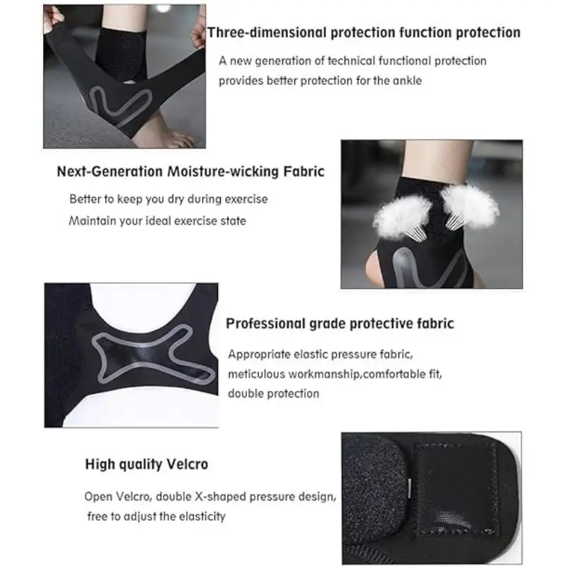 Ankle Support Brace, Breathable Plantar Fasciitis Sock with Arch Support Compression Ankle Brace Foot Strap Guard Foot Brace for Sprained Ankle, Heel Pain Sports Protector (1 Pair)