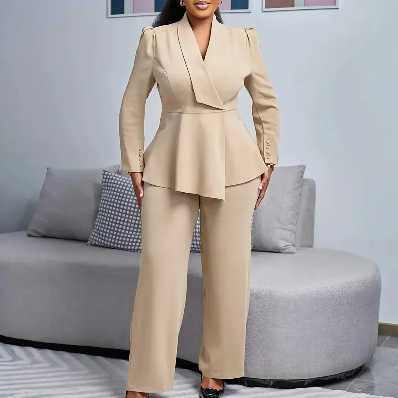Polished Formal Suit Set with Tailored Long Blazer