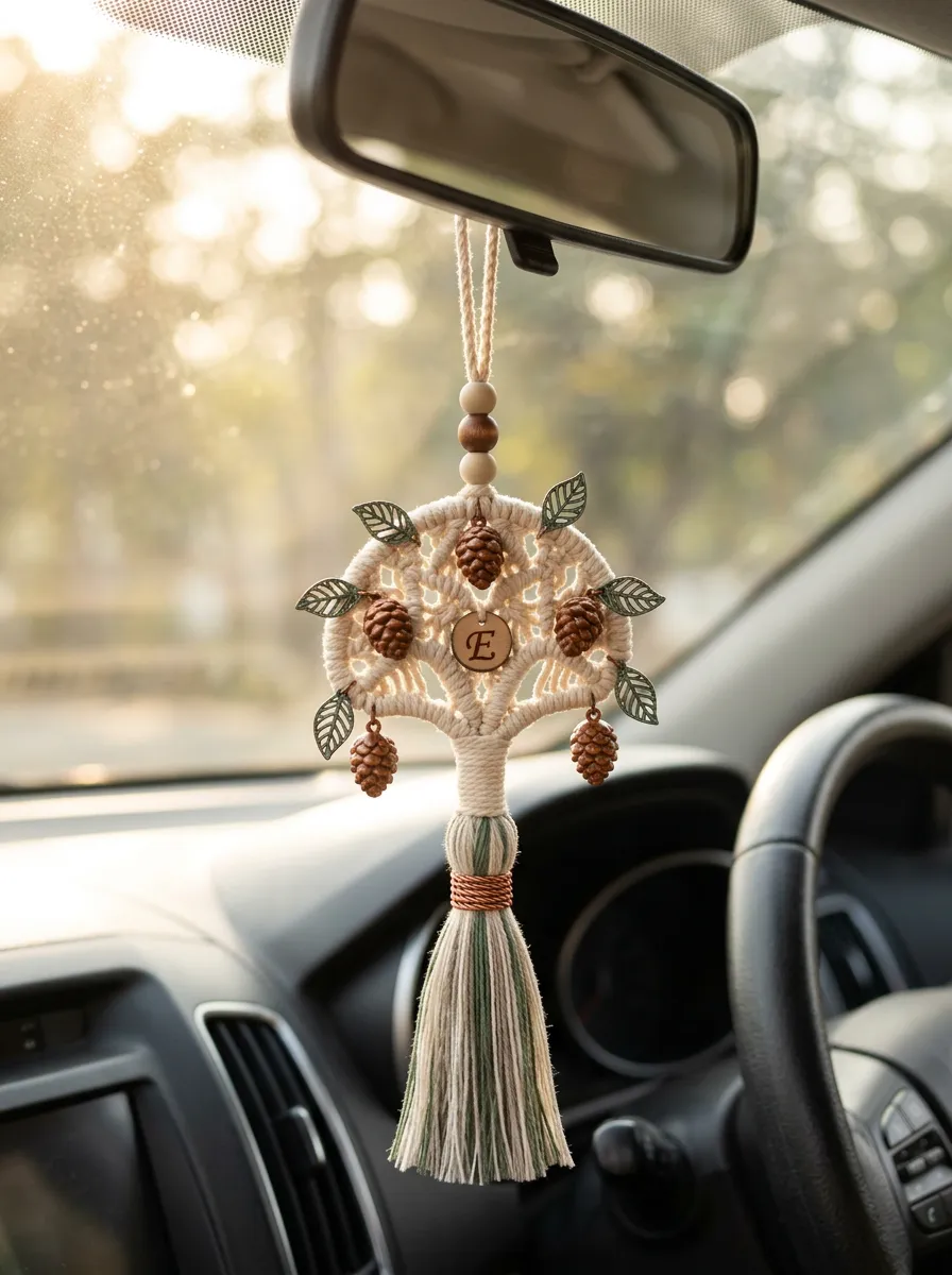 Refined Minimal-Look Rearview Mirror Hanging Ornament