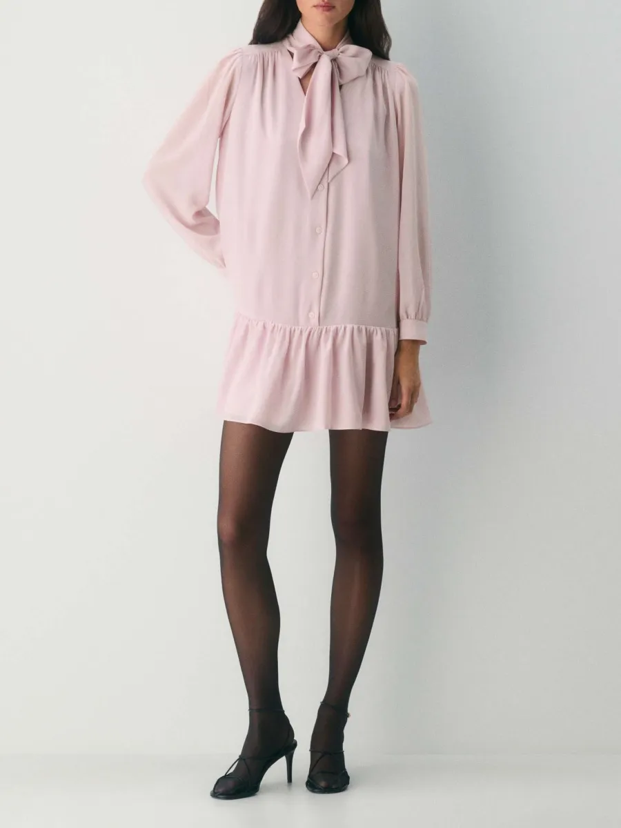 Ruffled Tied Neck Dress