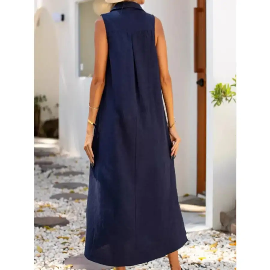 Full Size Side Slit Sleeveless Midi Dress Plus Size