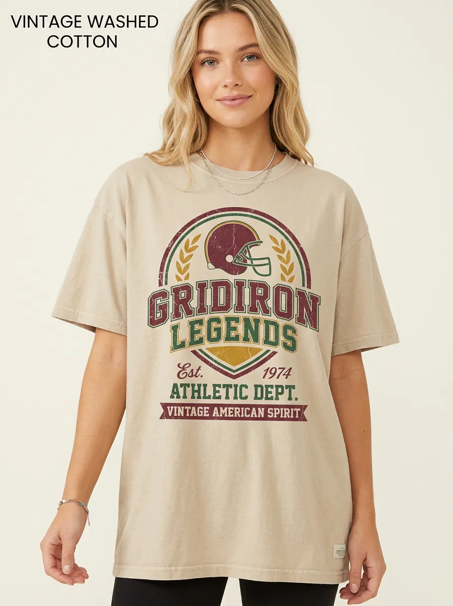 Women's Football Lover Gridiron Legends Helmet Printed T-Shirt
