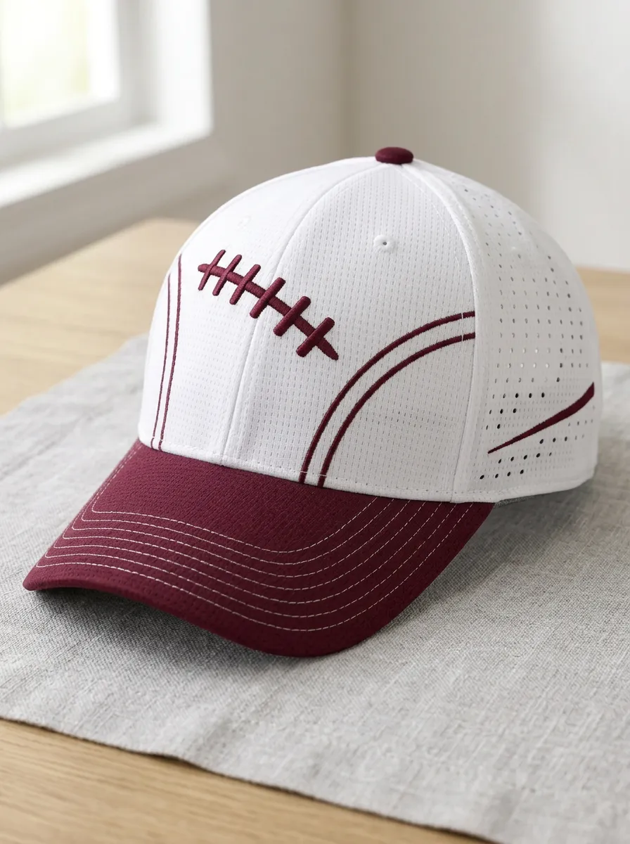 Unisex American Football Lover Maroon Stitch Printed Cap