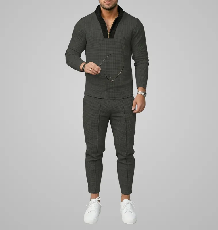 Half Zip Tracksuit Set Clean Cut