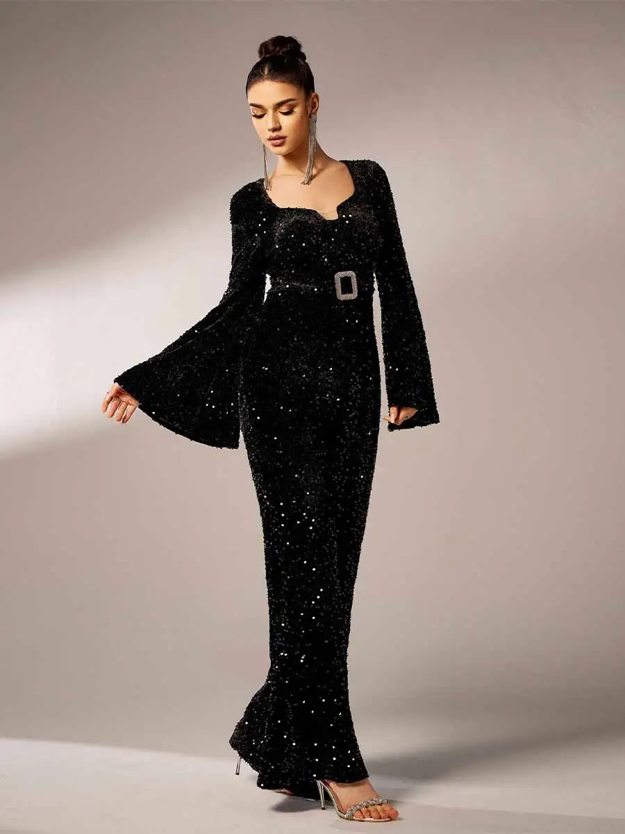 Inez Long Sleeved Square Collar Jumpsuit