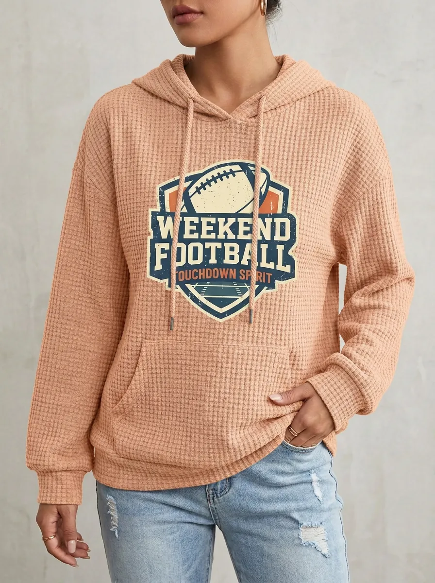 Football Graphic Casual Hoodie
