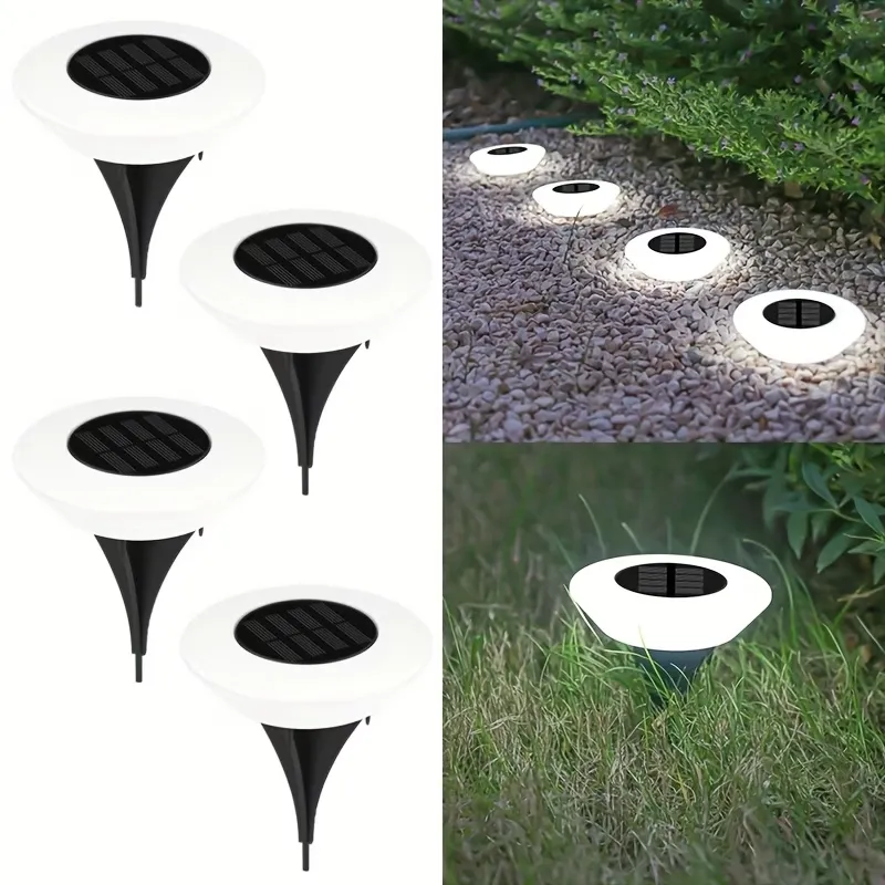 4 Pcs Outdoor Solar Disk Lights
