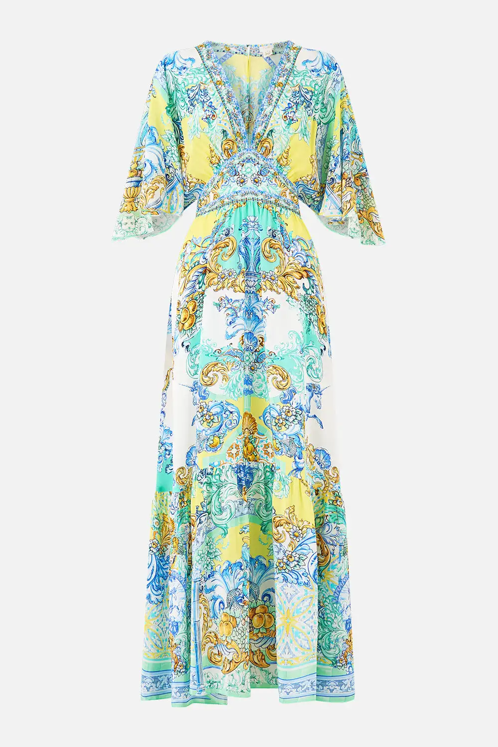 Waisted Dress with Hem Ruffle