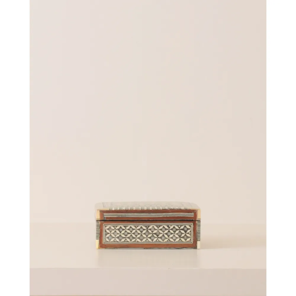 Sculptural Marquetry Mother of Pearl Inlay Jewelry Box