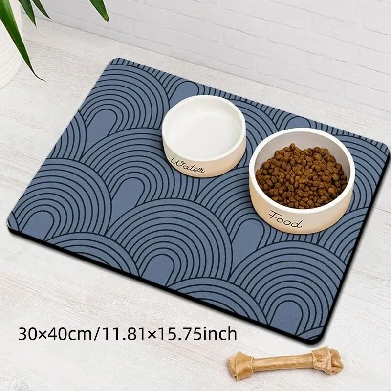 Modern Striped Pet Feeding Mat
