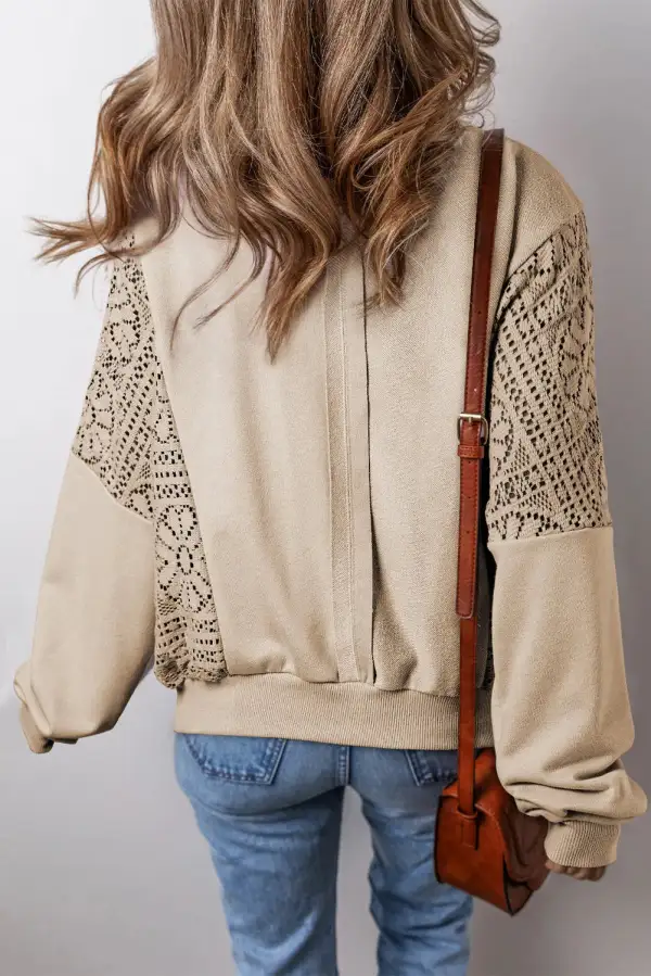 Round Neck Openwork Sweatshirt