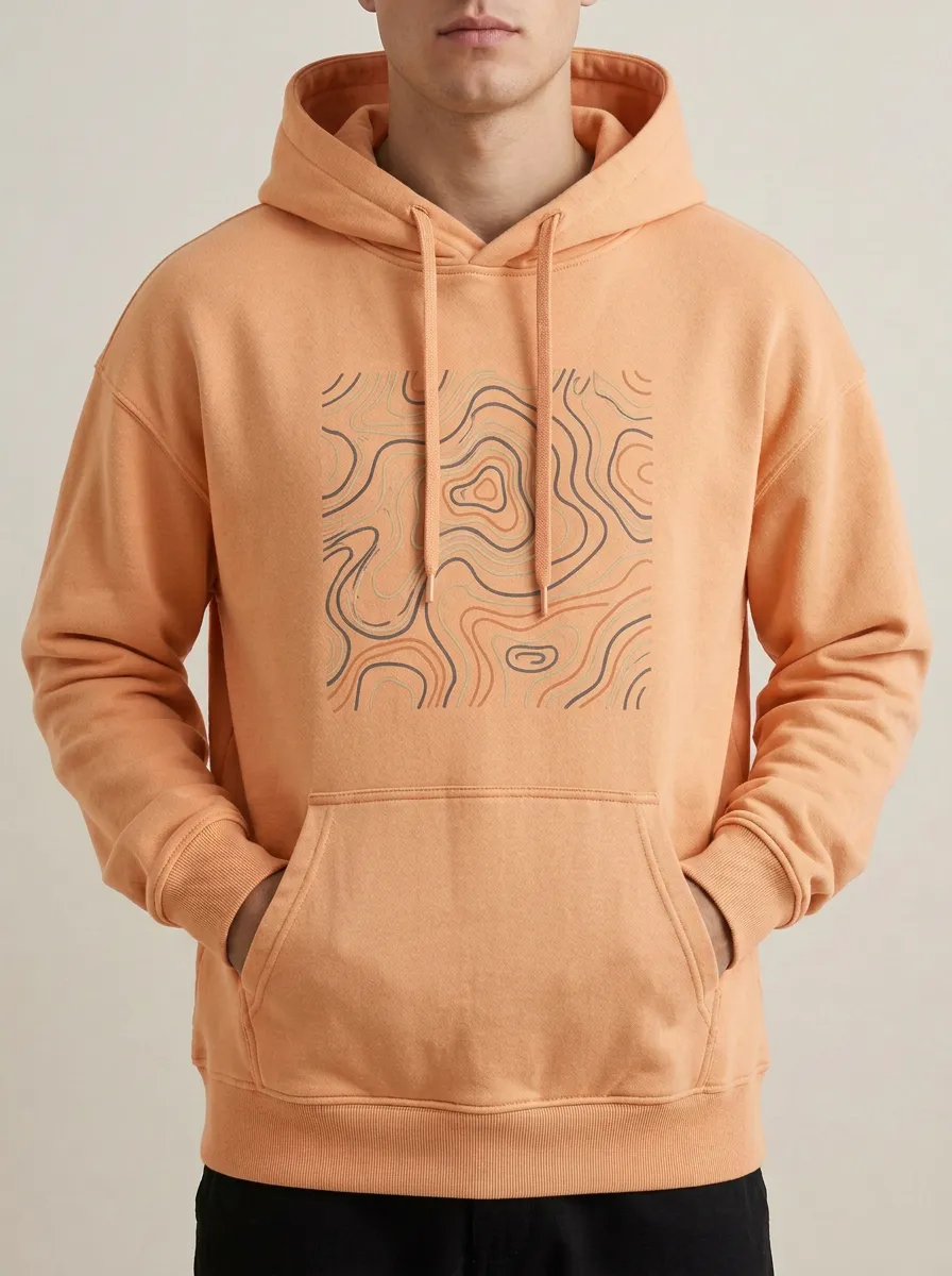 Men's Outdoor Nature Lover Topographic Map Print Hoodie