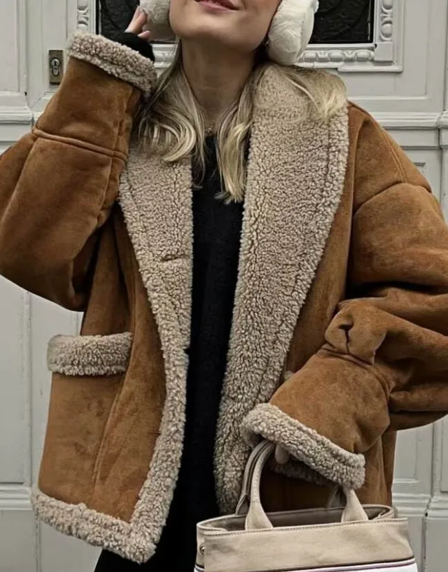 Turn-Down Collar Single-Breasted Structured Jacket