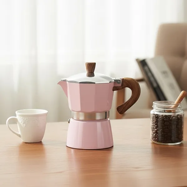Wooden Handle Moka Coffee Pot