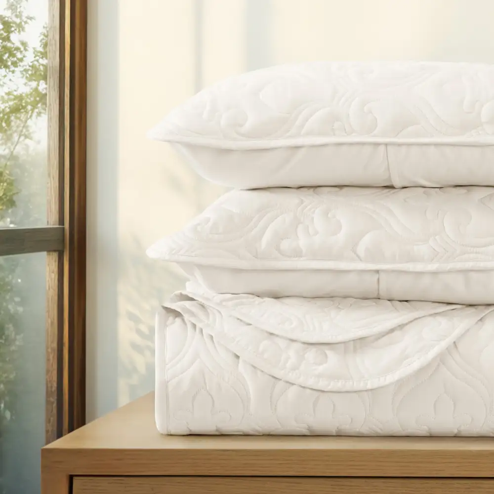 Damask Quilted Coverlet Set