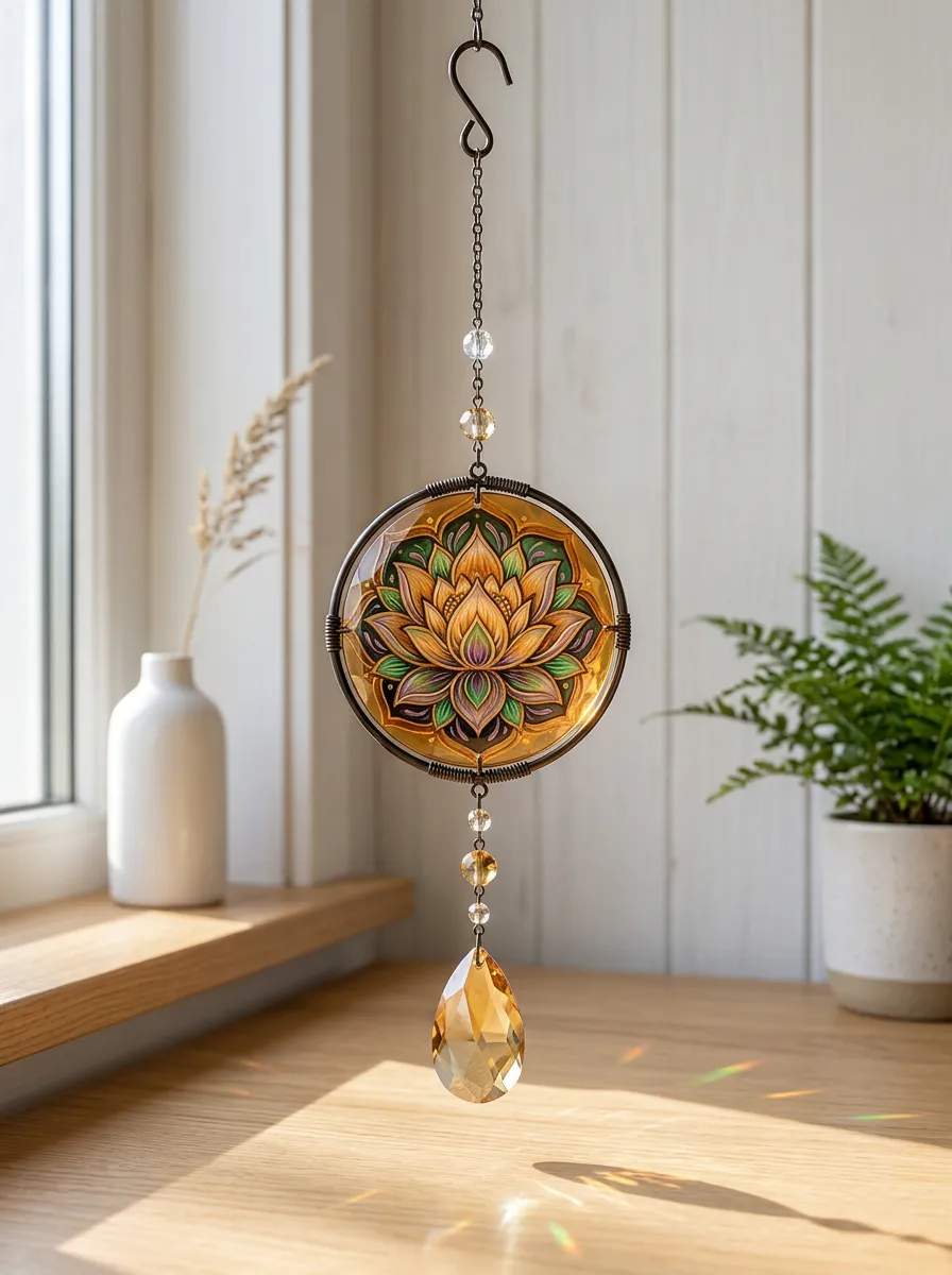 Lotus Flower Printed Suncatcher