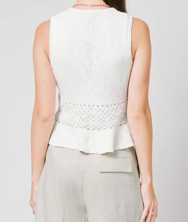 Pointelle Peplum Top