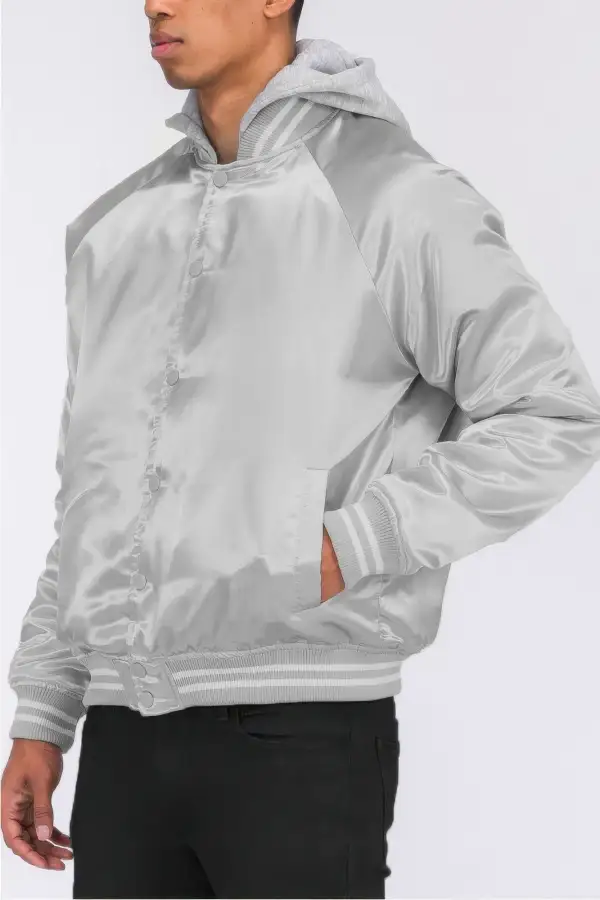 Varsity Satin Bomber Jacket