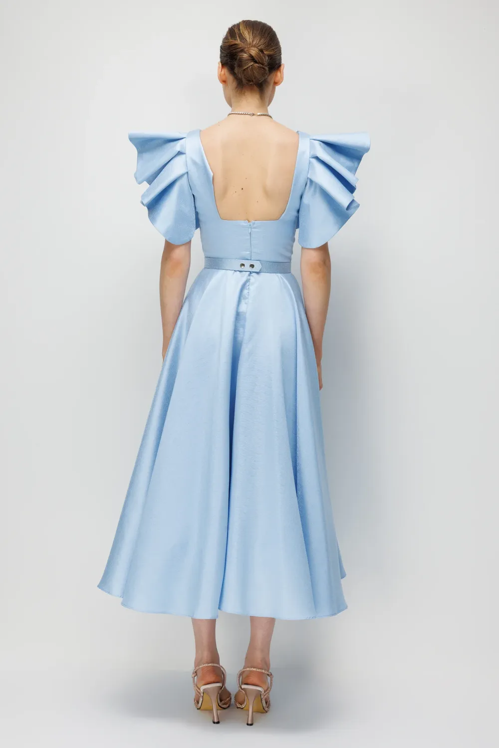 Seren V-Neck Waist Cinched A-Line Midi Dress