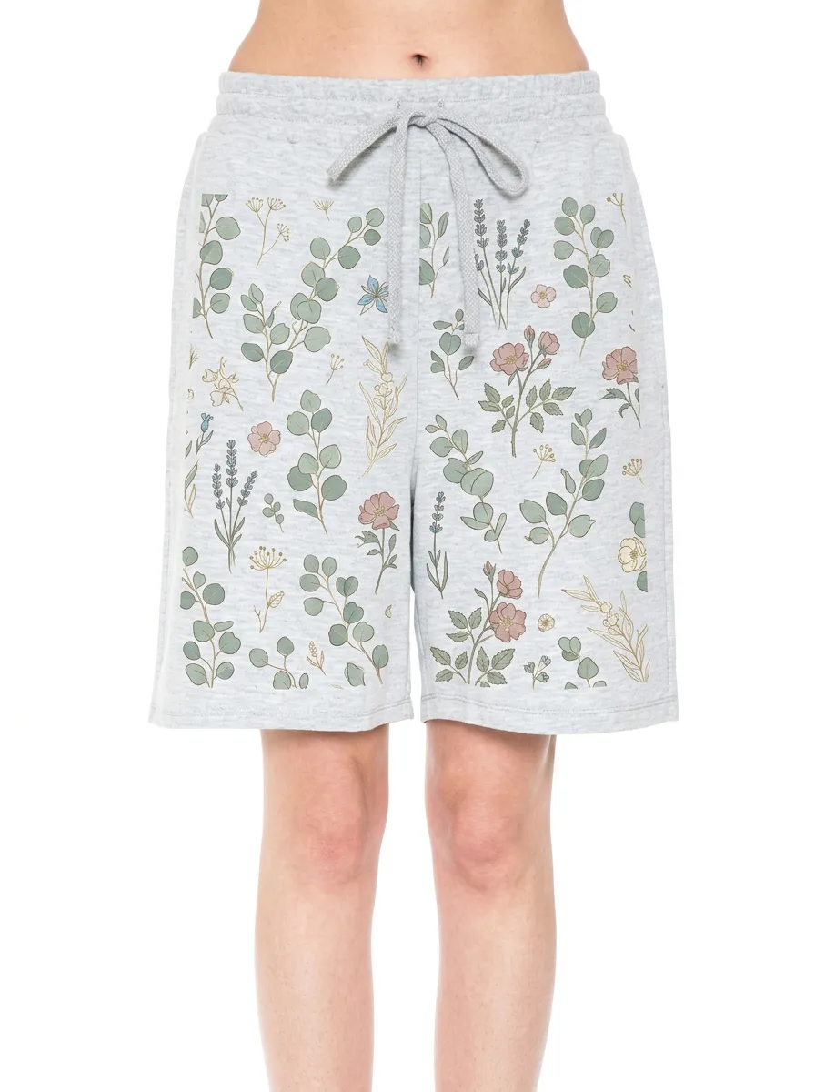 Women's Botanical Nature Lover Eucalyptus Floral Printed Shorts