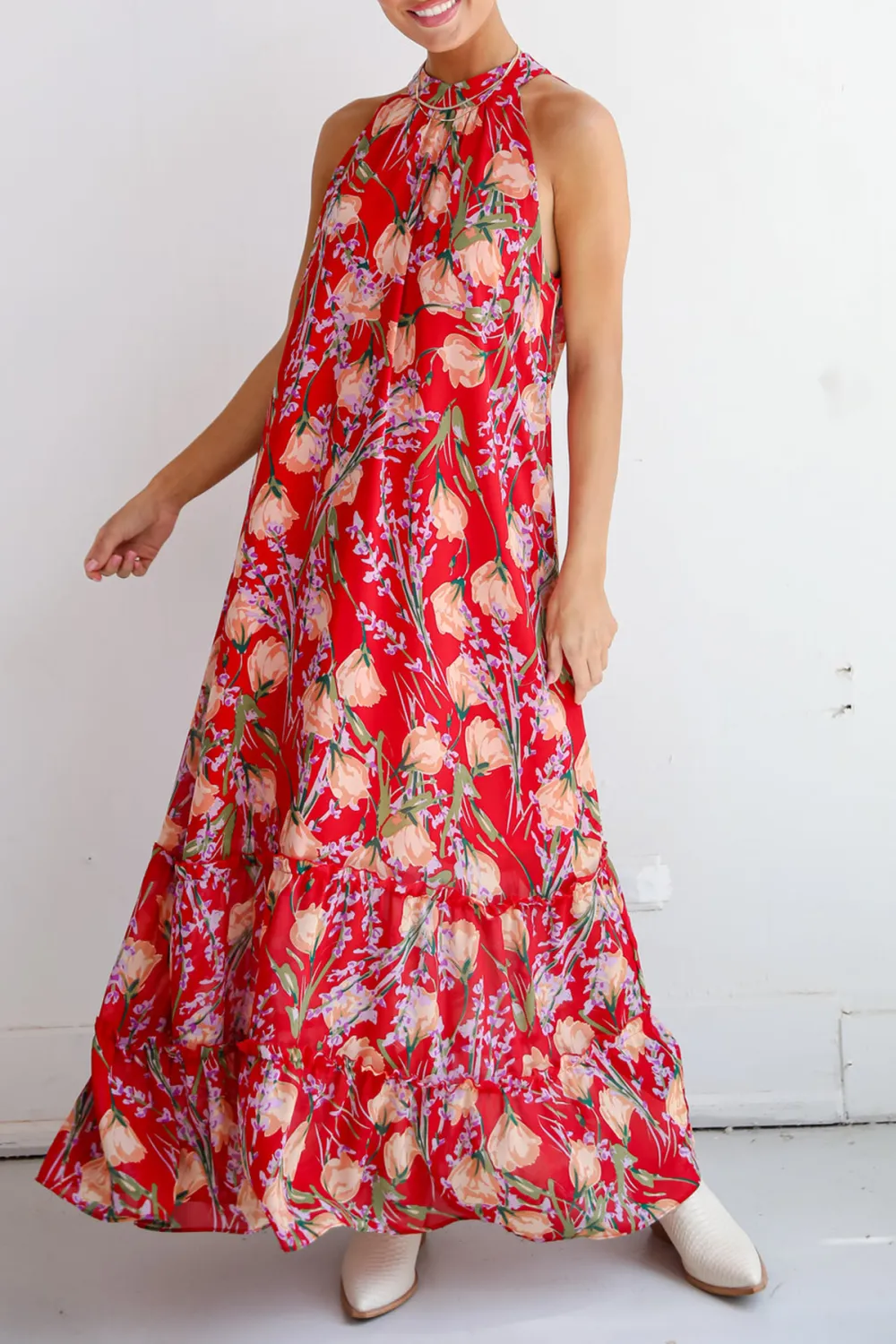 Red Floral Maxi Dress
