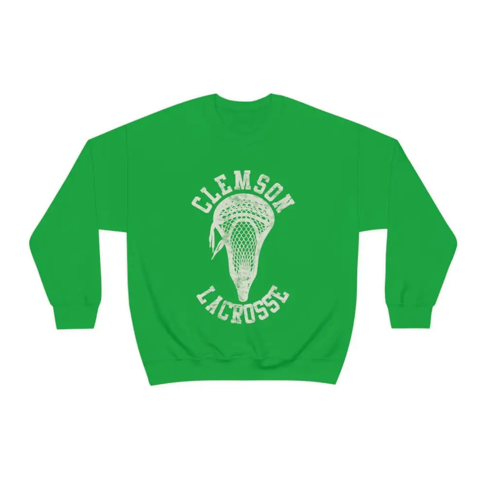 Large Print Stick Head Lacrosse Graphic Crewneck Sweatshirt