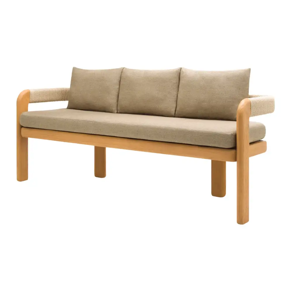 Cushioned Teak Outdoor Bench