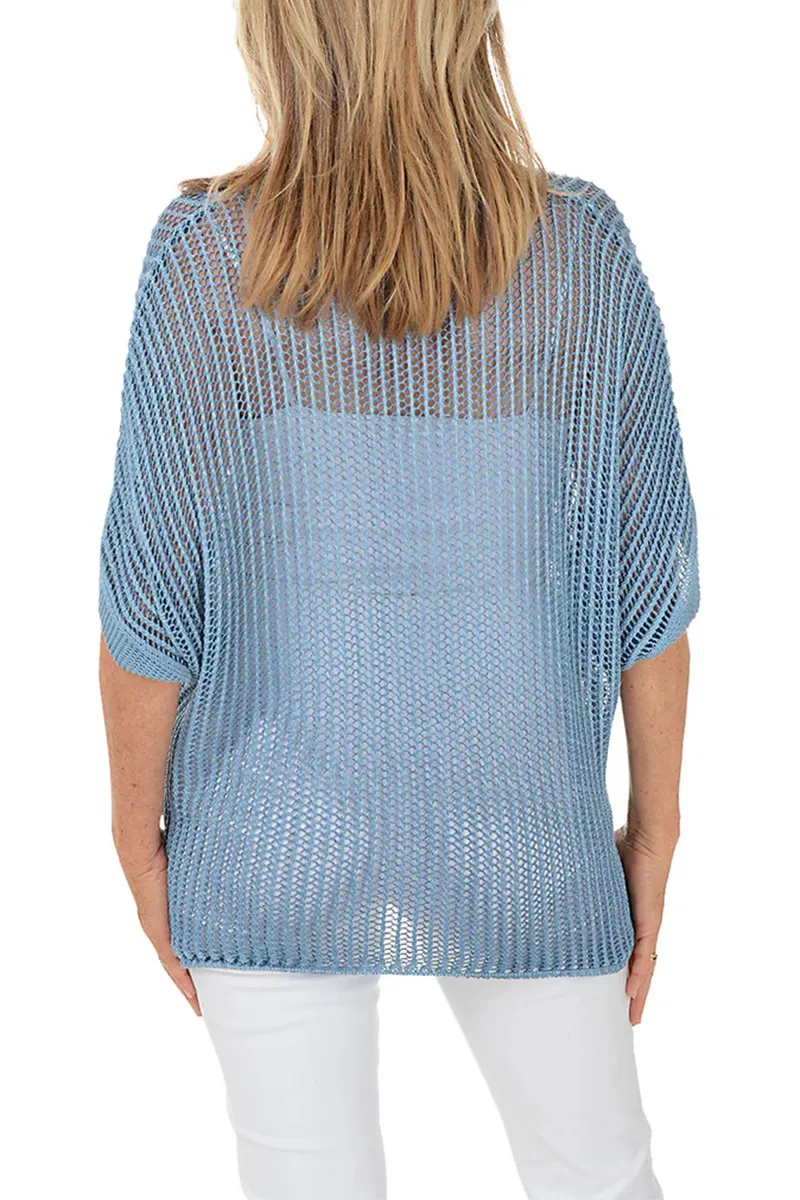Open Knit Short Sleeve Sweater