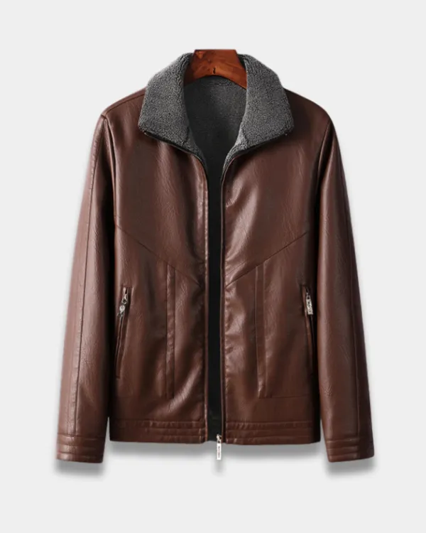 Sherpa Lined Faux Leather Jacket