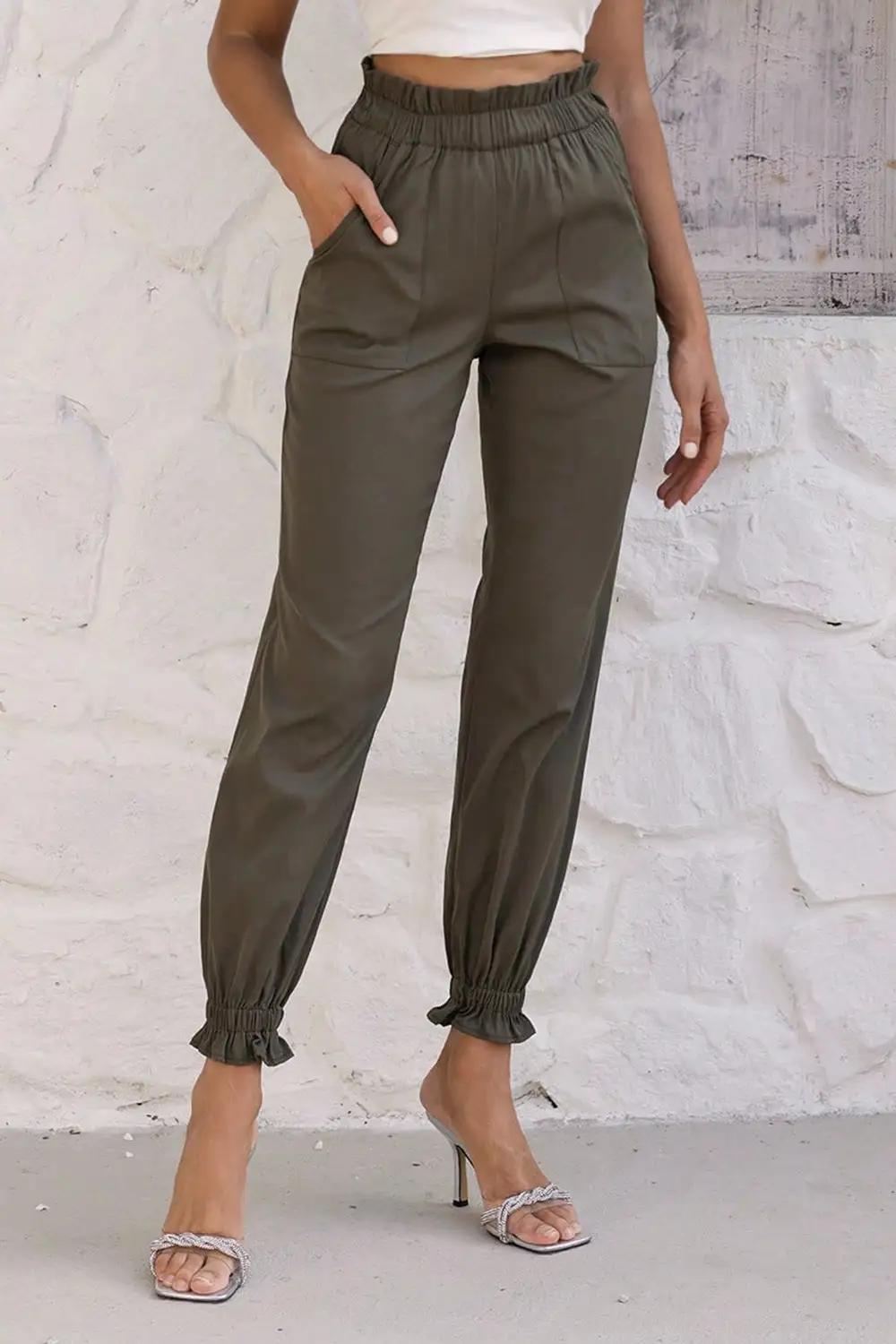 Paperbag Waist Pocketed Casual Pants