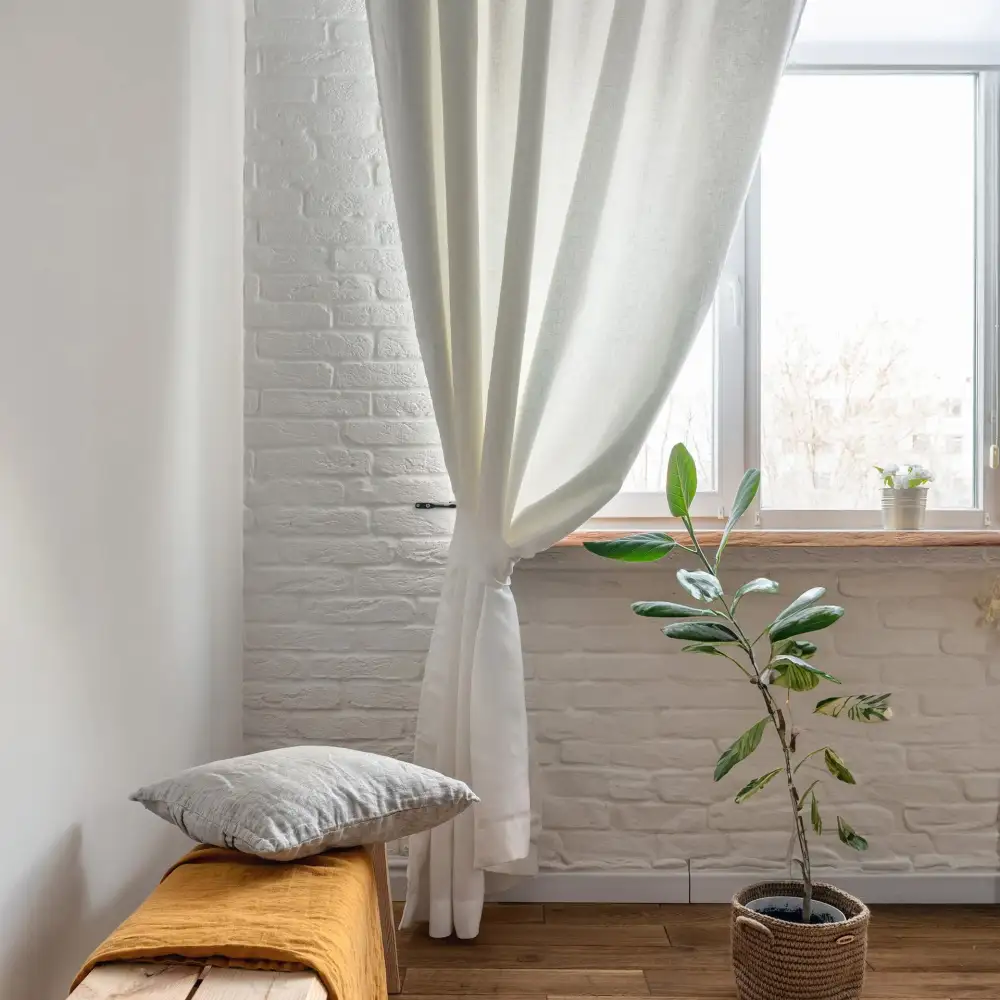 Wavefold Linen Track Curtain