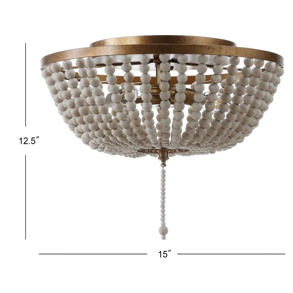 Wood Beaded Metal LED Flush Mount