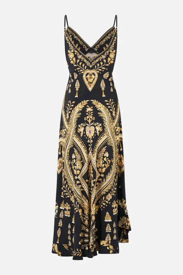 Bias Slip Dress with Frill Hem