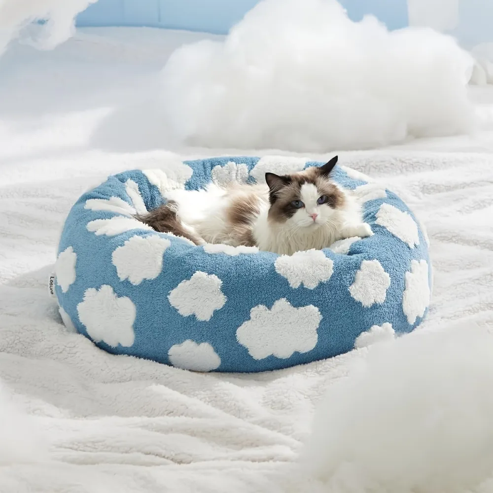 Cloud Print Round Pet Bed