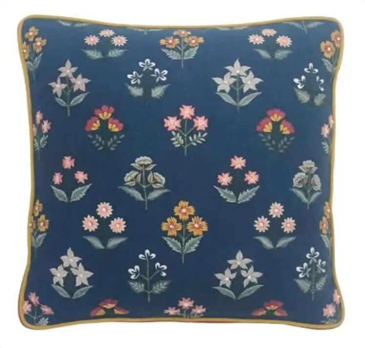 Hand Embroidered Floral Decorative Cushion Cover