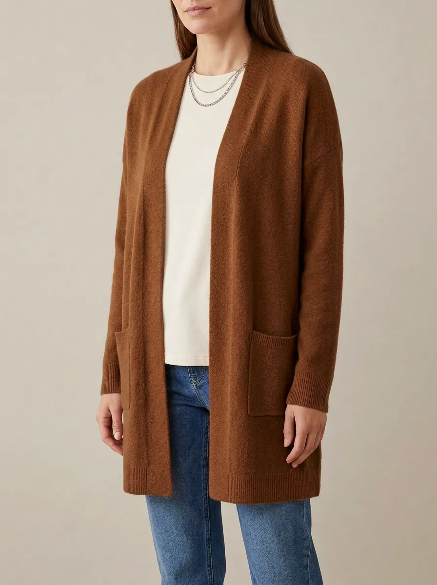 Rustic Open-Front Knit Cardigan