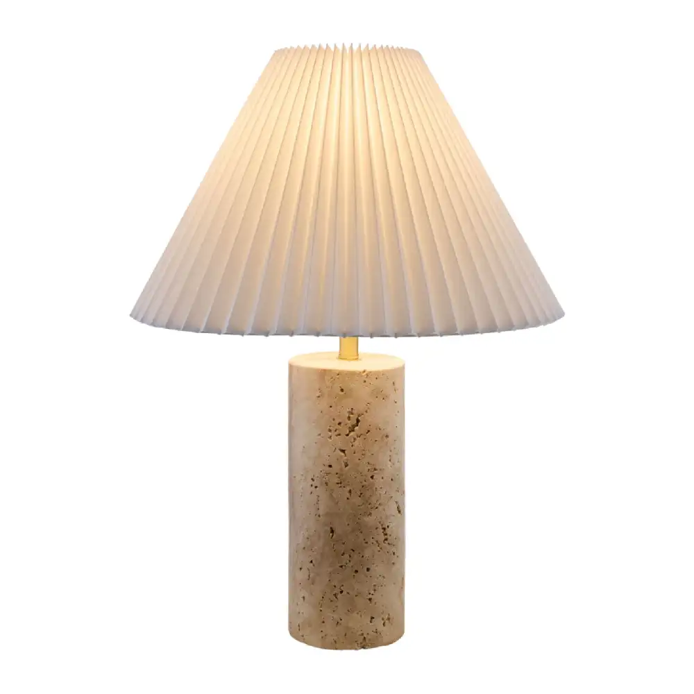 Square Travertine Empire Table Lamp